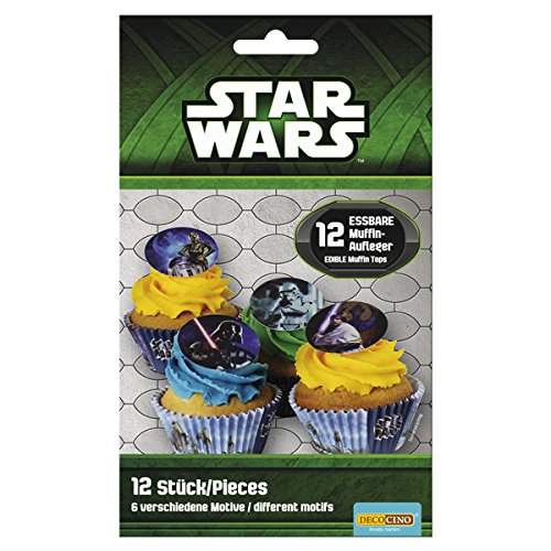 Star Wars Mini Discos de Azúcar Decoración para Cupcakes 12 Unidades