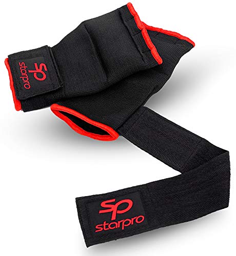 Starpro Guantes Interiors Boxeo Envolturas - Elástico Acolchado Cinta Vendas Bueno para MMA Artes Marciales Muay Thai Lucha Puñetazos Entrenamiento Gimnasio | Ejercicio Mano Muñeca Vendaje