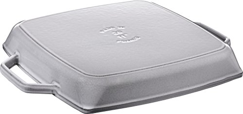 Staub 40511-785-0 - Sartén parrilla rectangular con dos asas, 33 cm, hierro fundido, color gris