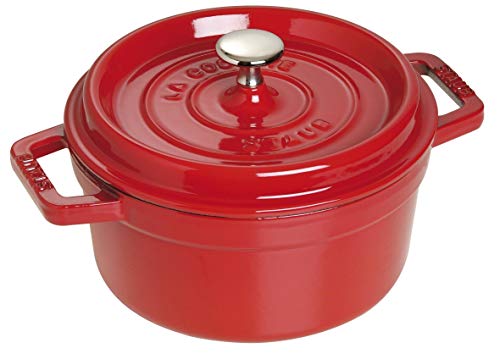 STAUB Cocotte Redonda, Hierro Fundido, Rojo Cereza, 22 cm