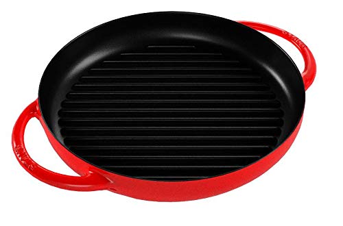 STAUB Grillpfanne rund 30 cm Grill Doble asa Redondo, Hierro Fundido, Rojo Cereza