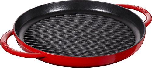 STAUB Grillpfanne rund 30 cm Grill Doble asa Redondo, Hierro Fundido, Rojo Cereza