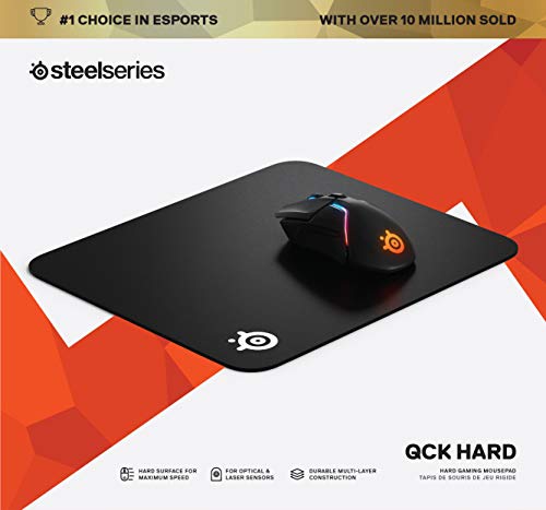 SteelSeries QcK Hard - Alfombrilla de ratón para Juegos - Textura de Superficie Mejorada - Tamaño M