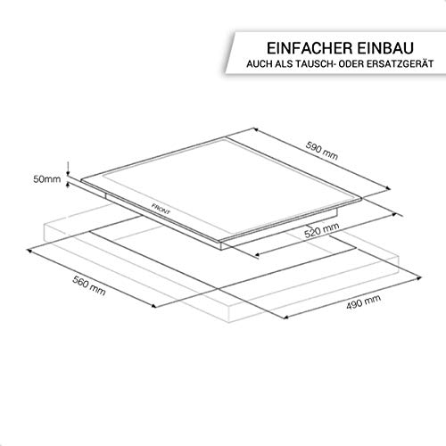 Steigner - Cocina autosuficiente de inducción (60 cm, control táctil, función de puente, función de encendido, detección de sobrehilado, seguro para niños, fabricado en Alemania)