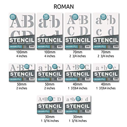 Sténcil Plantillas de Letras Alfabeto/simbolos - 4 cm de alto - 6 hojas de 200 x 148MM - Roman en minúsculas