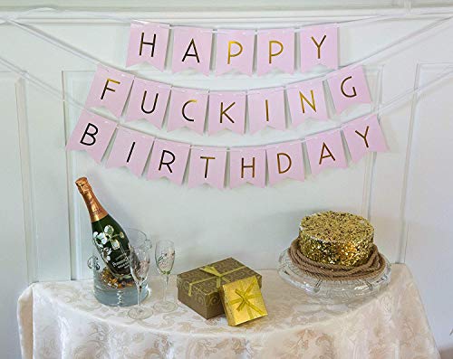 Sterling James Co. Guirnalda de Fiesta de Cumpleaños Divertida “Happy Fu***** Birthday” (Feliz P*** Cumpleaños) Artículos, Decoraciones y Accesorios para Fiestas de Cumpleaños Celebración del 21, 3