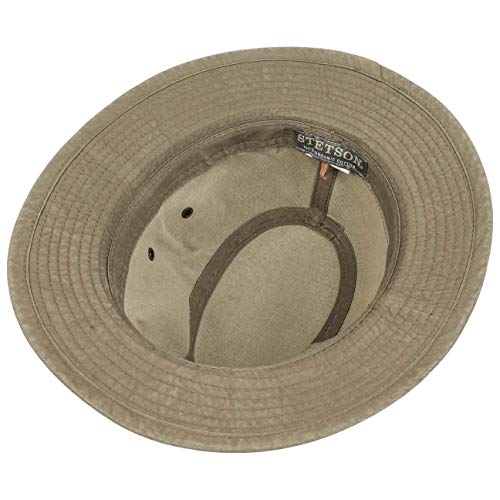 Stetson Sombrero Organic Cotton Traveller Hombre - de Tela Sol con Forro Primavera/Verano - M (56-57 cm) Caqui