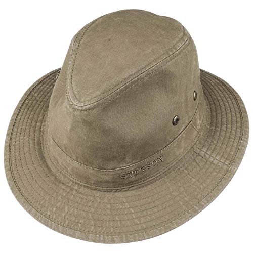 Stetson Sombrero Organic Cotton Traveller Hombre - de Tela Sol con Forro Primavera/Verano - M (56-57 cm) Caqui