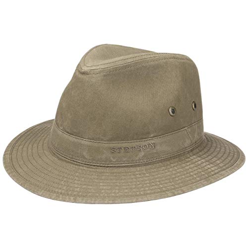 Stetson Sombrero Organic Cotton Traveller Hombre - de Tela Sol con Forro Primavera/Verano - M (56-57 cm) Caqui