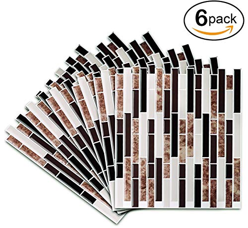 STICKGOO Panel de azulejos antisalpicaduras y antimoho de gama alta, lámina autoadhesiva de azulejos para cocina y baño, solo hay que pelar y pegar, extraíble, 27,94 x 23,37 cm (6 láminas)