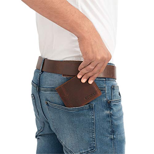 STILORD 'Darren' Cartera Hombre Cuero RFID Monedero Mini Billetero Piel NFC Protección Slim Wallet para Hombres Pequeño Tarjetero Billetera Vintage, Color:palao - marrón