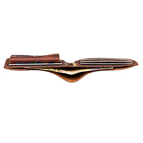 STILORD 'Darren' Cartera Hombre Cuero RFID Monedero Mini Billetero Piel NFC Protección Slim Wallet para Hombres Pequeño Tarjetero Billetera Vintage, Color:palao - marrón