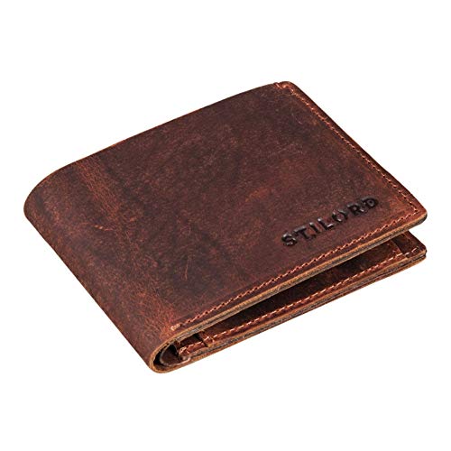 STILORD 'Darren' Cartera Hombre Cuero RFID Monedero Mini Billetero Piel NFC Protección Slim Wallet para Hombres Pequeño Tarjetero Billetera Vintage, Color:palao - marrón