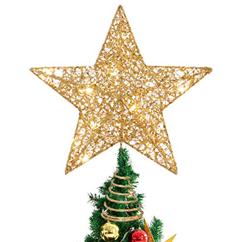 STOBOK Brillante Tree Top Estrella de Navidad Adorno del árbol Ornamentos Copas de los árboles Luces cálida 10 Pulgadas