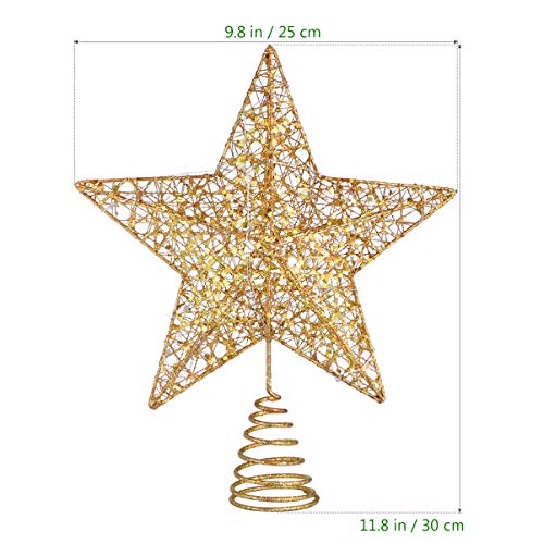 STOBOK Brillante Tree Top Estrella de Navidad Adorno del árbol Ornamentos Copas de los árboles Luces cálida 10 Pulgadas