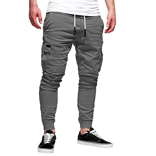 STRIR Pantalones de Hombre Casuales Deporte Joggers Pants Algodón Slim Fit Jeans Cargo Trouser