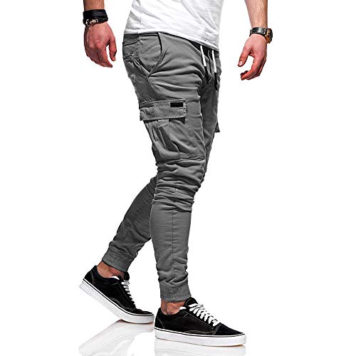 STRIR Pantalones de Hombre Casuales Deporte Joggers Pants Algodón Slim Fit Jeans Cargo Trouser