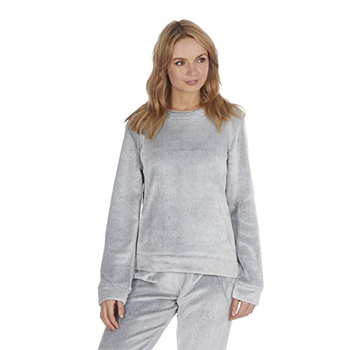 Style It Up - Pijama para mujer con forro polar suave y estampado animal Rosa Gris Hielo Dos Tonos Medium-40-42