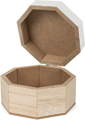 styleBREAKER Caja de joyería de Madera de 8 Bordes con impresión de Flores de Mandala para Joyas, Colgantes, Cadenas, Caja de Regalo 05050098, Color:Blanco-Tan