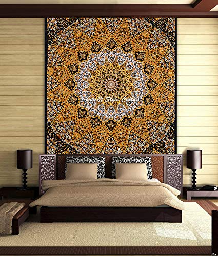 Stylo Culture Elefante Mandala Tapiz de algodón Amarillo Reina Negro Paisley Impreso Estrella Colgar de la Pared