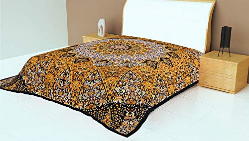 Stylo Culture Elefante Mandala Tapiz de algodón Amarillo Reina Negro Paisley Impreso Estrella Colgar de la Pared