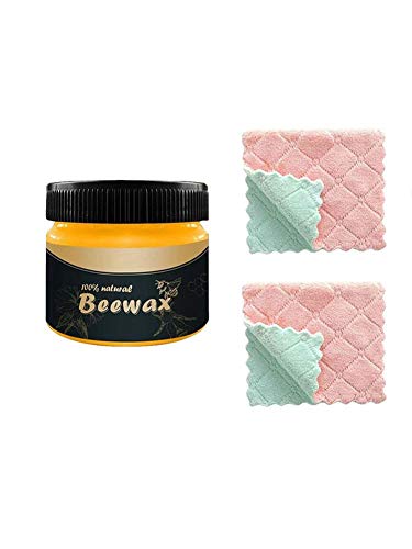 su-xuri Cera De Abeja Natural para Madera - 80g Wood Seasoning Beewax Restaurador De Muebles con Esponja Y Trapo - Limpiador De Muebles De Madera para Reparación De Mesa/Gabinete/Silla/Piso first-rate