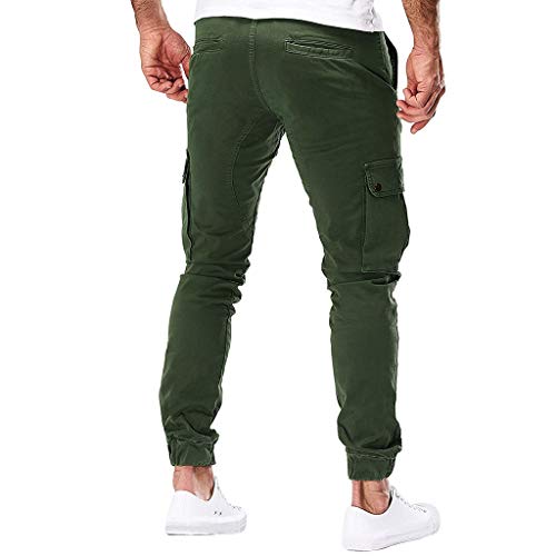 Subfamily Pantalones de Herramientas Deportivas Casuales Multibolsillos de Color Liso para Hombre Azul Marino Pocket Overol Casual Pocket Sport Work Pantalones de Pantalón Casuales Ejercito Verde M