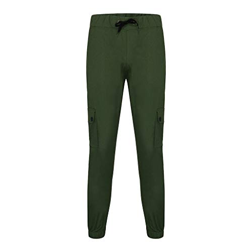 Subfamily Pantalones de Herramientas Deportivas Casuales Multibolsillos de Color Liso para Hombre Azul Marino Pocket Overol Casual Pocket Sport Work Pantalones de Pantalón Casuales Ejercito Verde M