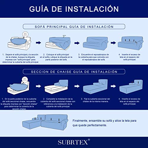 subrtex Funda Sofa Chaise Longue Brazo Derecho Elastica Largo Protector para Sofa Chaise Longue Derecha Antimanchas Ajustable (Arena)