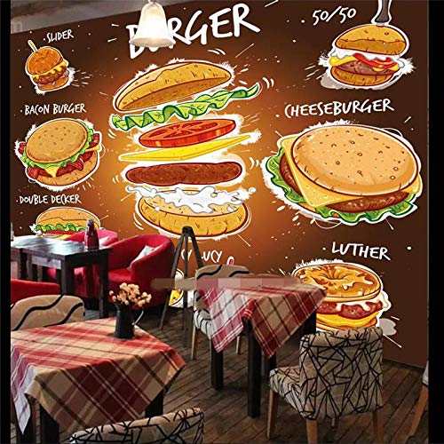 Sucsaistat 3D Papel Tapiz Personalizado Super Burger King Fondo Pintura De La Pared Material Impermeable Avanzado,350 * 256Cm