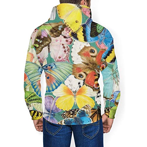 Sudaderas con capucha para hombre con diseño de mariposas coloridas Negro Negro ( XXXL