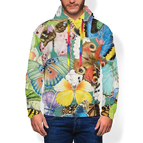 Sudaderas con capucha para hombre con diseño de mariposas coloridas Negro Negro ( XXXL