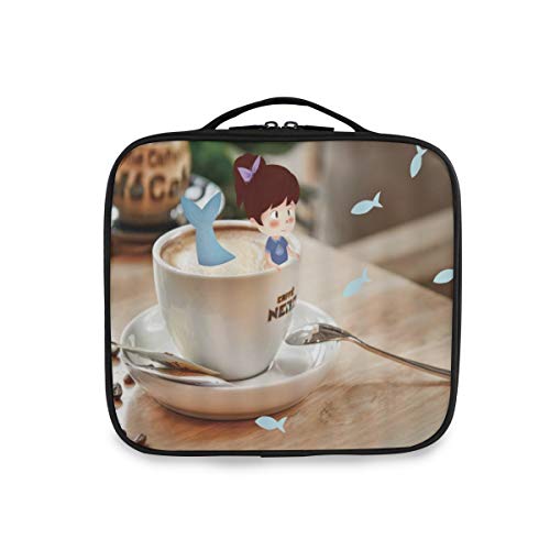 SUGARHE Taza café fantasía Niña Cola Sirena en Porcelana Escritorio la casa Moderna Diseño Arte Creativo,Neceser Maquillaje,Bolsa Cosméticos Organizador Brochas Maquillaje Estuches Portátil