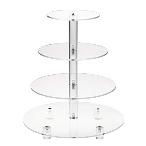 Sumnacon - Soporte para tartas, 4 pisos, acrílico transparente, soporte para tartas pequeñas, para cumpleaños, fiestas, bodas, etc. (redondo)