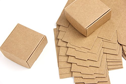 SUNBEAUTY Cajas Kraft marrón de la regalos, Cajas de Papel Kraft Marrón Cartón, Caja de Cartón Pequeño, 5.5 * 5.5 * 2.5cm (50 piezas)