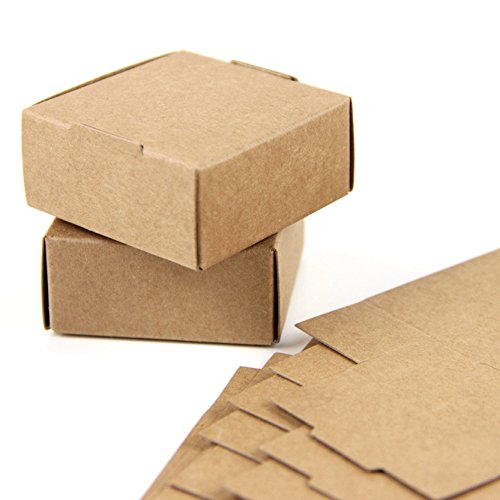 SUNBEAUTY Cajas Kraft marrón de la regalos, Cajas de Papel Kraft Marrón Cartón, Caja de Cartón Pequeño, 5.5 * 5.5 * 2.5cm (50 piezas)