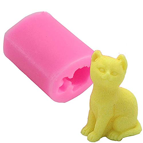 Suneast 3D Cat Molde de Silicona, Moldes de jabón de chocolate Cake Cupcake Candy Fondant Moldes Bandejas de cubitos de hielo Herramientas de decoración para hornear DIY - Rosa