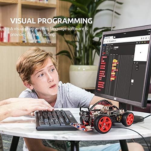 SUNFOUNDER Raspberry Pi Smart Robot Car Kit - Picar-S Block Based Graphical Visual Programming Language Line Following Ultrasonic Sensor Light Following Module Electronic Toy with Detail Manual