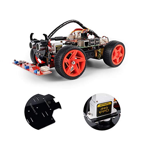 SUNFOUNDER Raspberry Pi Smart Robot Car Kit - Picar-S Block Based Graphical Visual Programming Language Line Following Ultrasonic Sensor Light Following Module Electronic Toy with Detail Manual