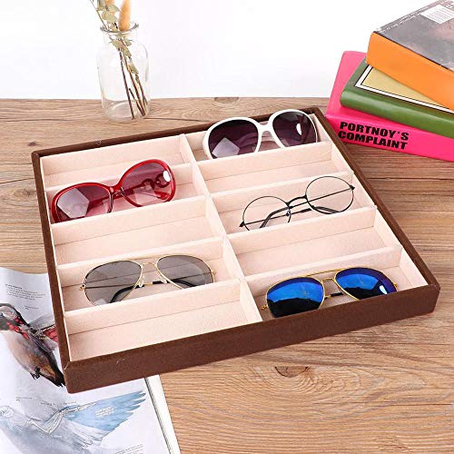 Sunglass Box 10 Grids Modern Glasses Organizer Eyeglass Display Storage Cases Gafas de sol Case Organizer Multiple Eyeglasses Display Case para Mujeres Hombres