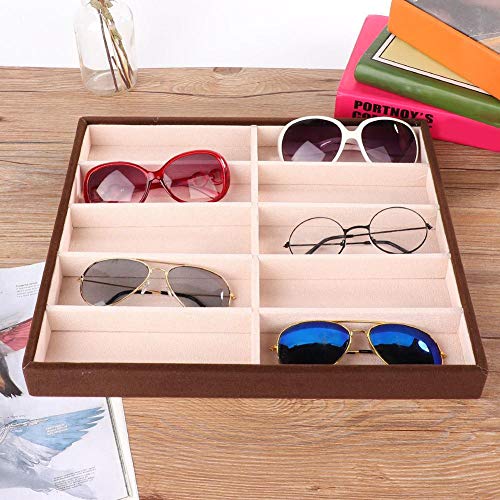 Sunglass Box 10 Grids Modern Glasses Organizer Eyeglass Display Storage Cases Gafas de sol Case Organizer Multiple Eyeglasses Display Case para Mujeres Hombres