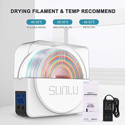 SUNLU Caja Soporte Secadora de Filamento 3D, Mantiene el Filamento Seco Durante la Impresión 3D, Caja Seca Almacenamiento Filamento Impresora 3D Compatible con Filamento de 1.75mm, 2.85mm y 3.00mm