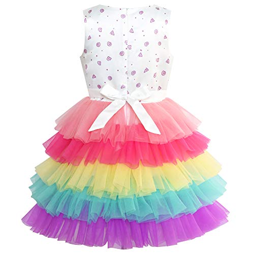 Sunny Fashion Vestido para niña Cumpleaños Princesa Arco Iris Pastel Globo 5 años