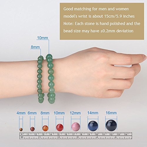 SUNNYCLUE Hecho a mano Gemstone elástico pulsera de perlas de auténtica Aventurina Verde Jade Unisex joyería