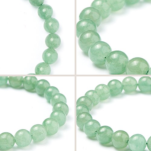 SUNNYCLUE Hecho a mano Gemstone elástico pulsera de perlas de auténtica Aventurina Verde Jade Unisex joyería