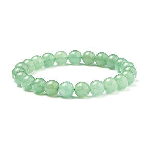 SUNNYCLUE Hecho a mano Gemstone elástico pulsera de perlas de auténtica Aventurina Verde Jade Unisex joyería