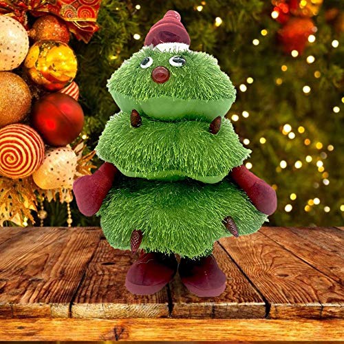 Sunronal Árbol de Navidad, Juguete de Peluche eléctrico Cantando Bailando Muñeca Brillante para Navidad Figura Musical en Movimiento Decoración del árbol de Navidad (23 * 40 cm)