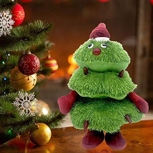 Sunronal Árbol de Navidad, Juguete de Peluche eléctrico Cantando Bailando Muñeca Brillante para Navidad Figura Musical en Movimiento Decoración del árbol de Navidad (23 * 40 cm)