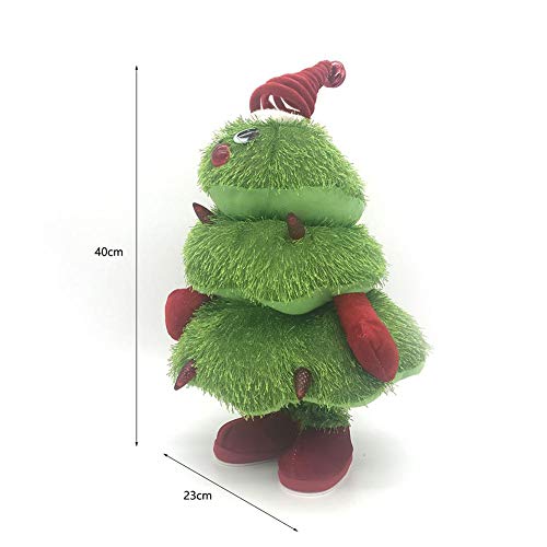 Sunronal Árbol de Navidad, Juguete de Peluche eléctrico Cantando Bailando Muñeca Brillante para Navidad Figura Musical en Movimiento Decoración del árbol de Navidad (23 * 40 cm)