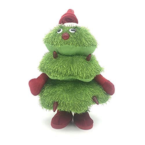 Sunronal Árbol de Navidad, Juguete de Peluche eléctrico Cantando Bailando Muñeca Brillante para Navidad Figura Musical en Movimiento Decoración del árbol de Navidad (23 * 40 cm)